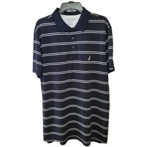 Nautica Tech Pique Striped Short Sleeve Polo Shirt